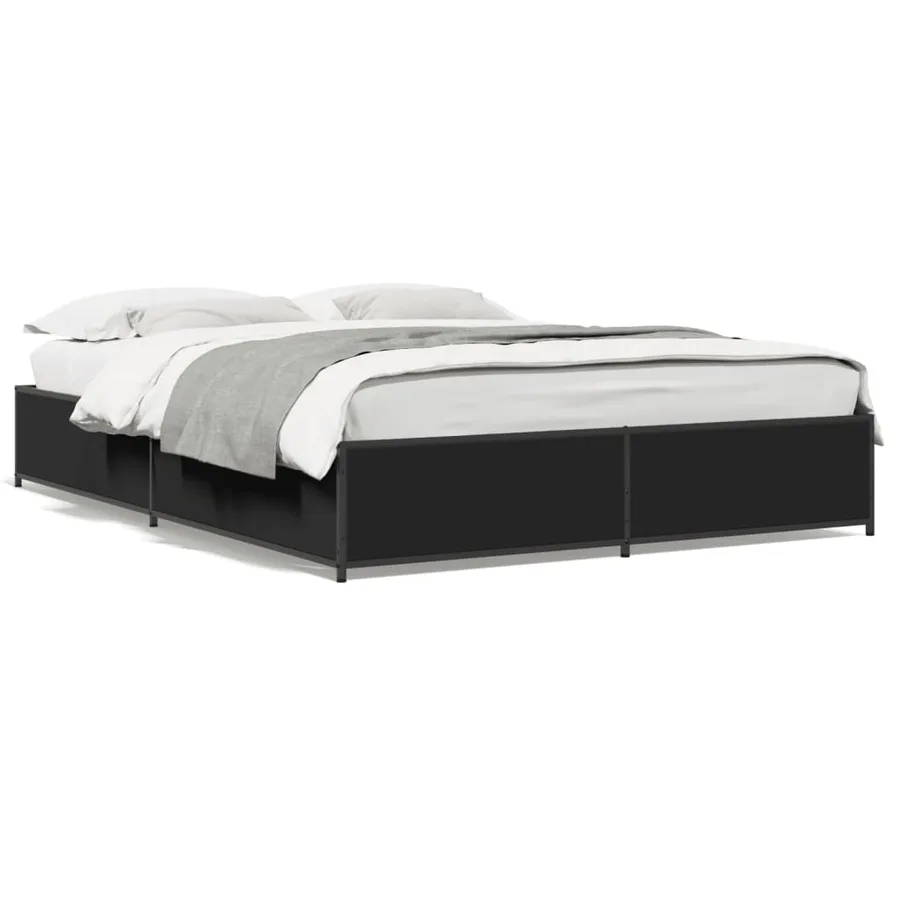 Cadre de lit sans matelas noir 140x200 cm - 2