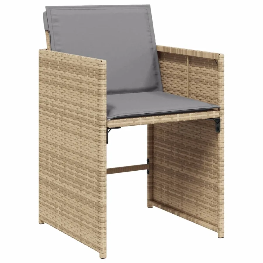 Ensemble à manger de jardin coussins 5 pcs mélange beige rotin - 5