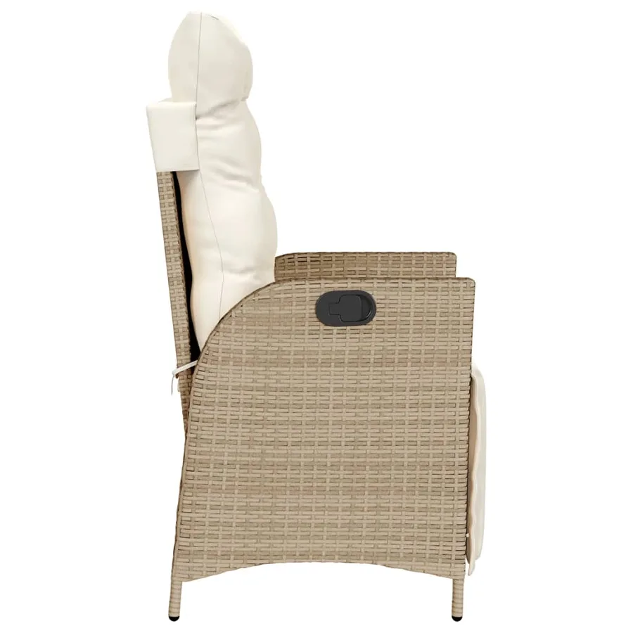 Chaise inclinable de jardin et repose-pied beige résine tressée - 5