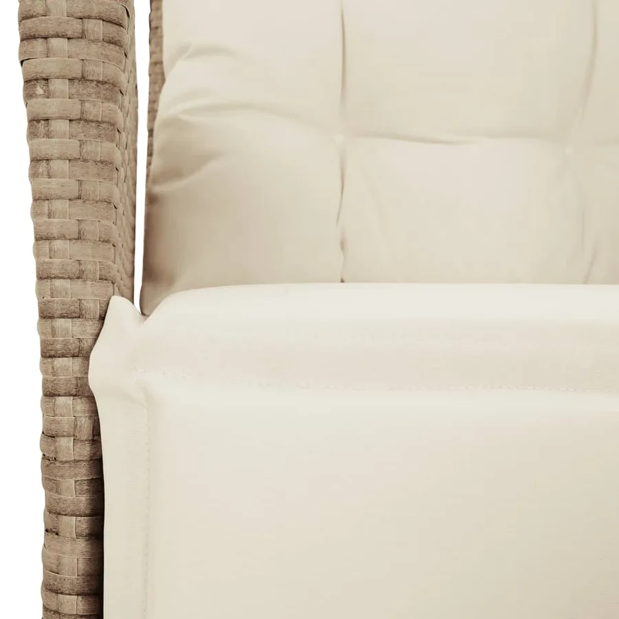 Chaise inclinable de jardin et repose-pied beige résine tressée - 9