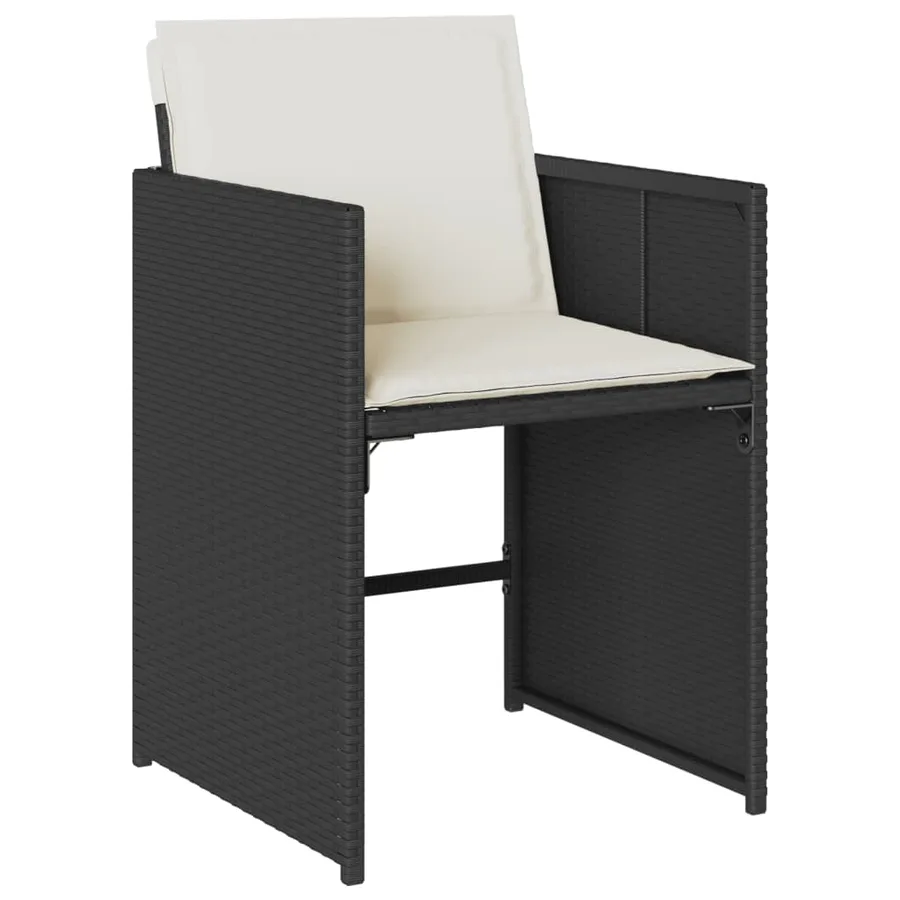 Ensemble à manger de jardin 15 pcs coussins noir résine tressée - 3