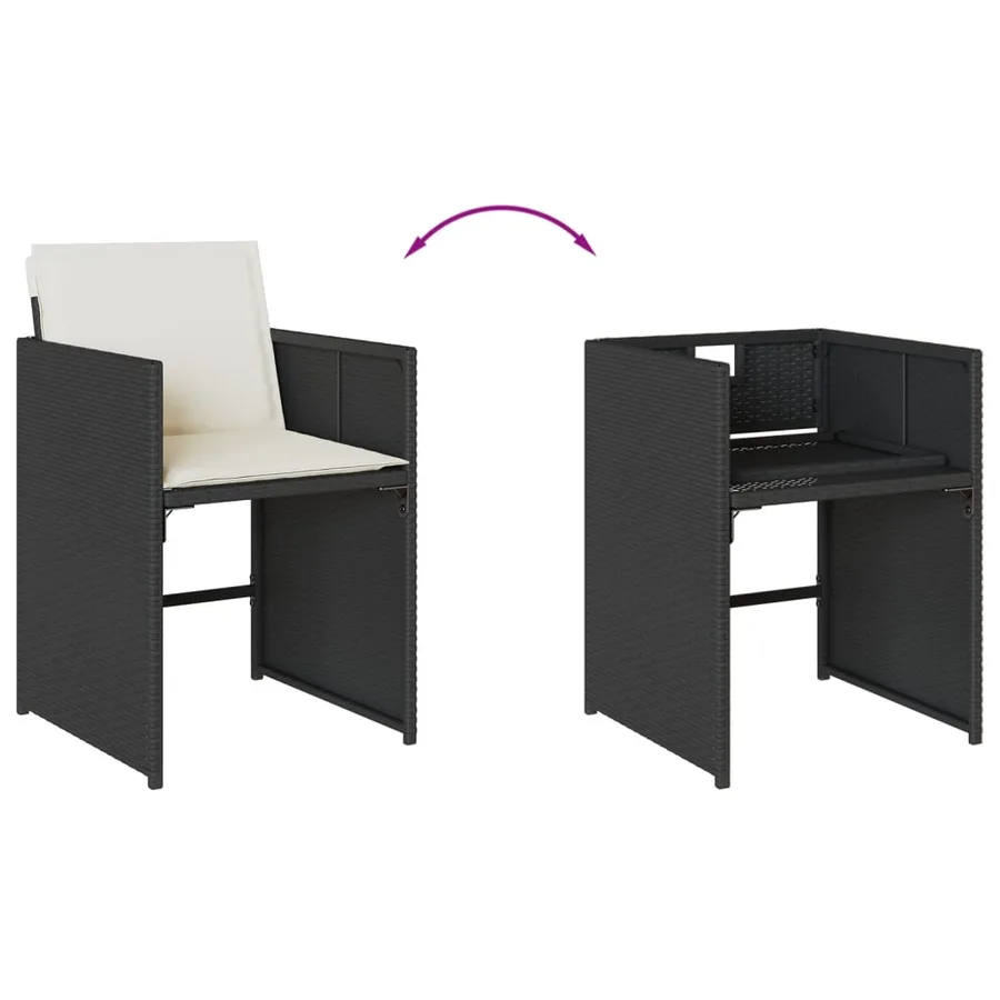 Ensemble à manger de jardin 17 pcs coussins noir résine tressée - 10