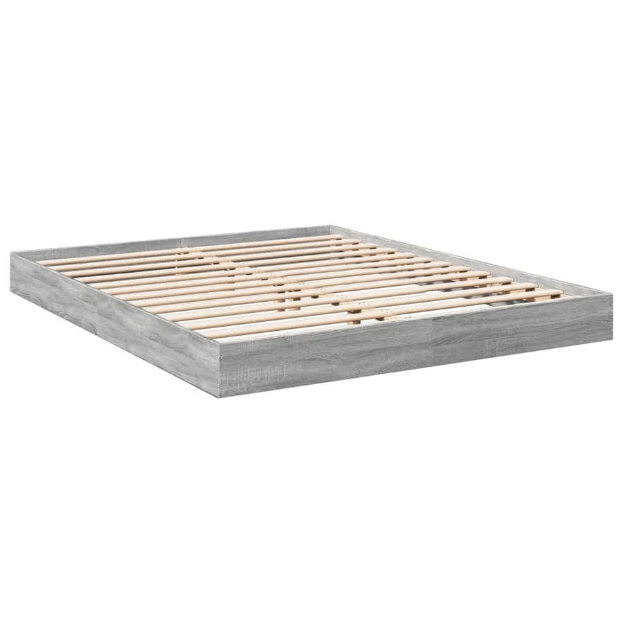 Cadre de lit sans matelas sonoma gris 160x200cm bois ingénierie - 6