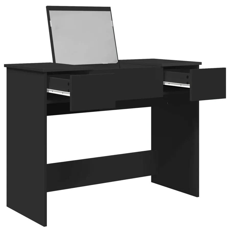 Coiffeuse avec miroir noir 100x45x76 cm - 4