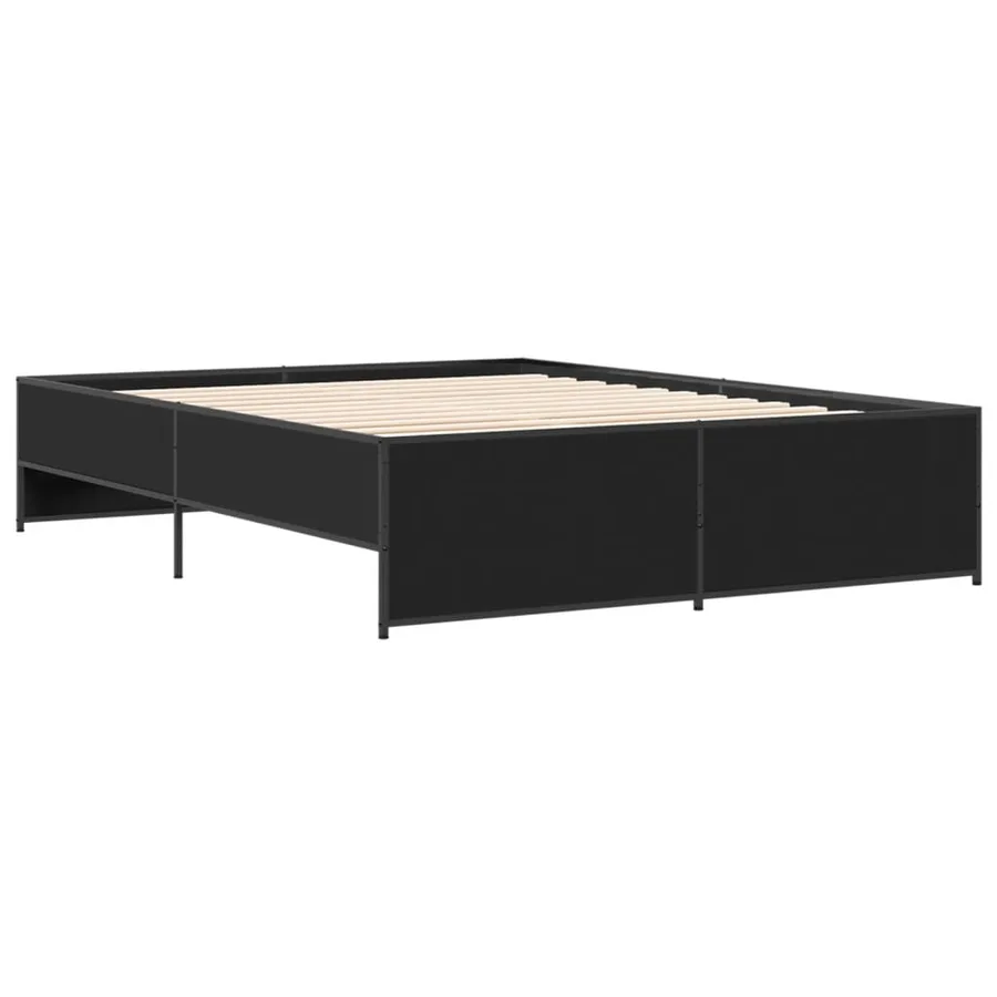 Cadre de lit sans matelas noir 150x200 cm - 6