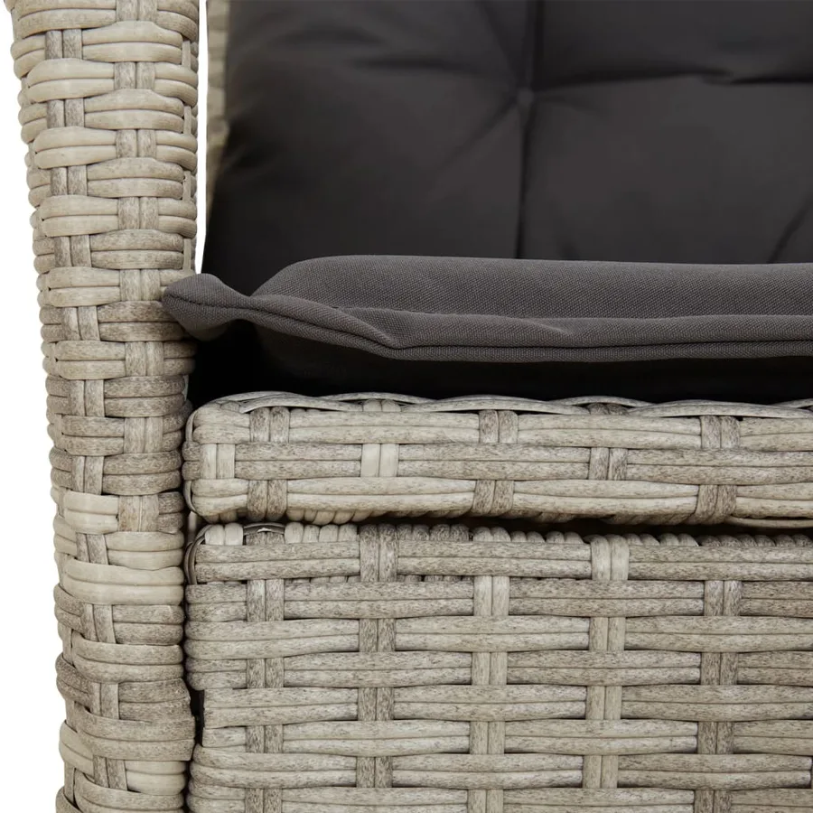 Ensemble de bistro 3 pcs et coussins gris clair résine tressée - 12