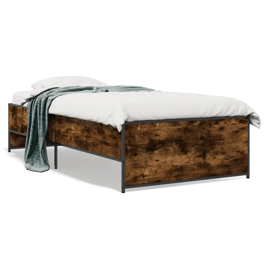 Cadre de lit sans matelas chêne fumé 90x200 cm - 2