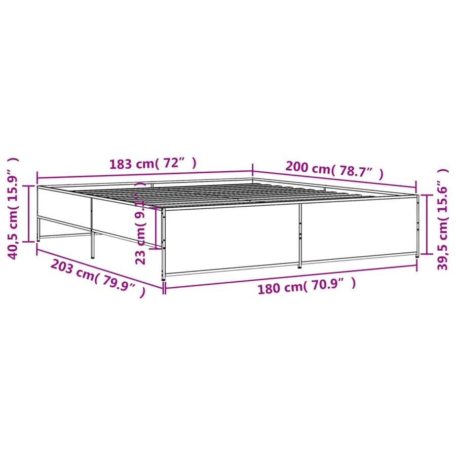 Cadre de lit sans matelas sonoma gris 180x200 cm - 9