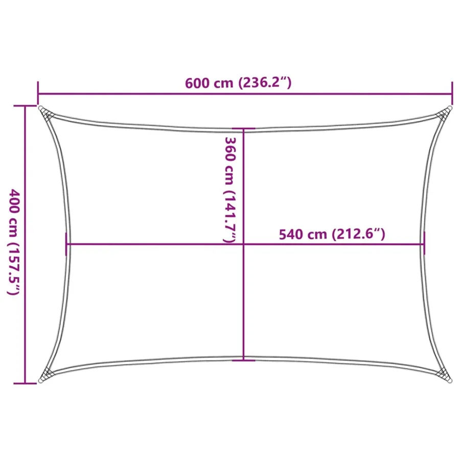 Parasol en PEHD rectangulaire 4 x 6 m Crème - 10