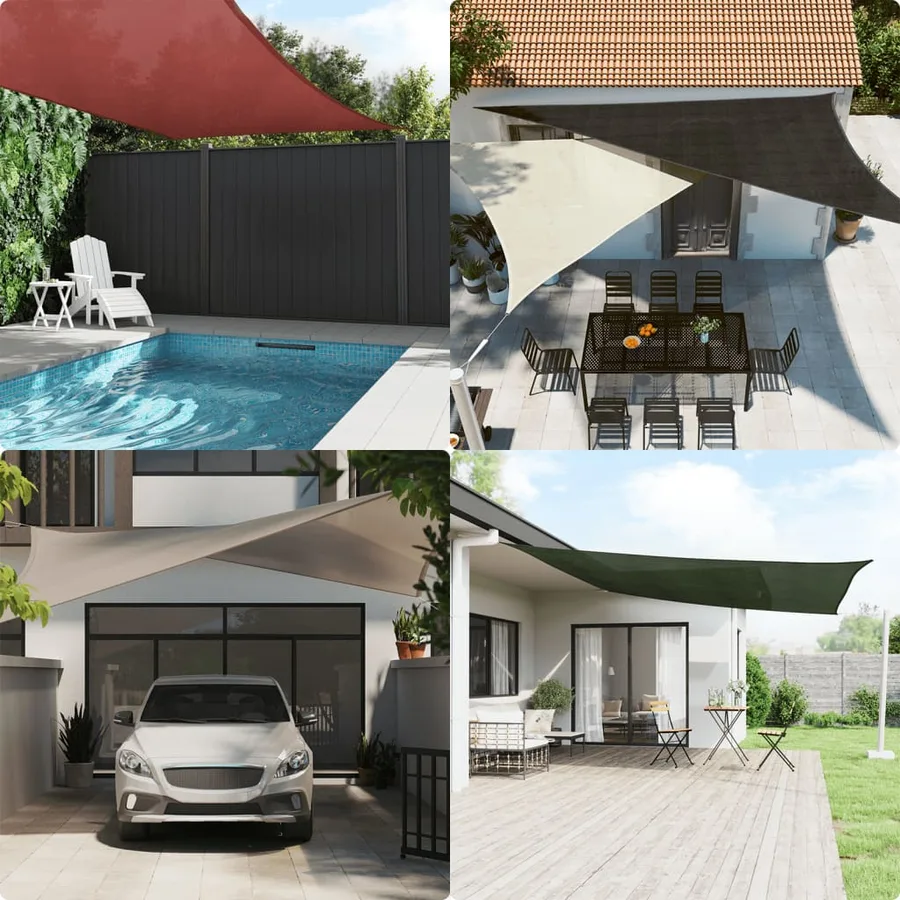Parasol en PEHD rectangulaire 4 x 6 m Crème - 3