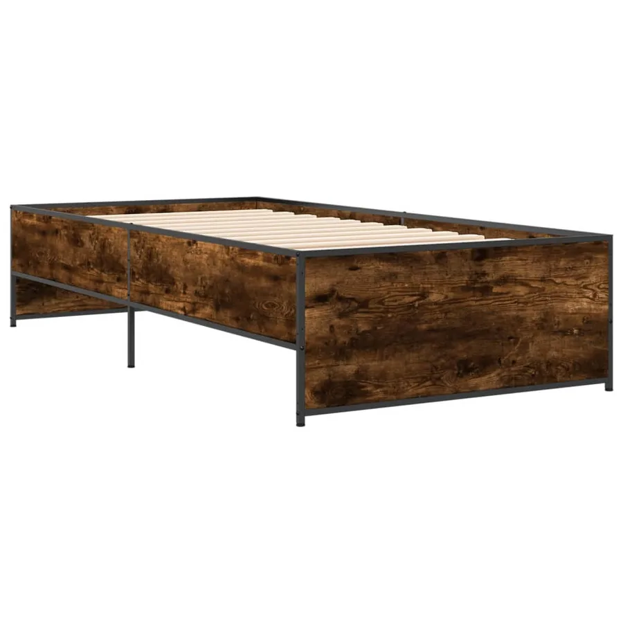 Cadre de lit sans matelas chêne fumé 90x190 cm - 6