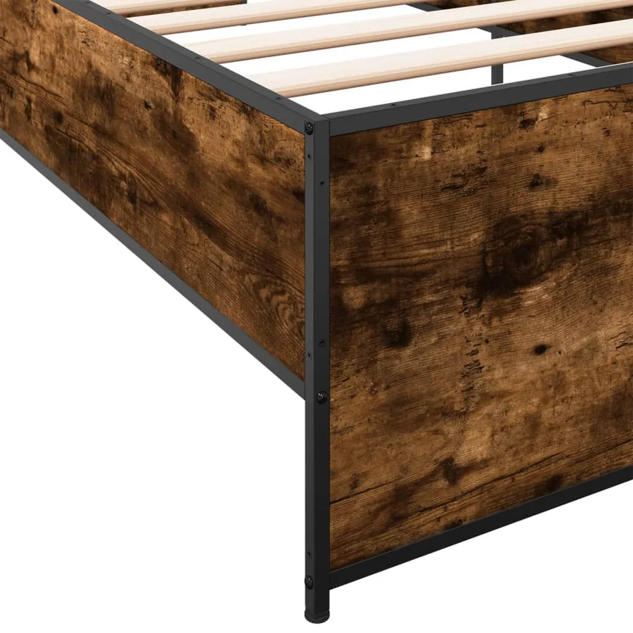 Cadre de lit sans matelas chêne fumé 90x190 cm - 7
