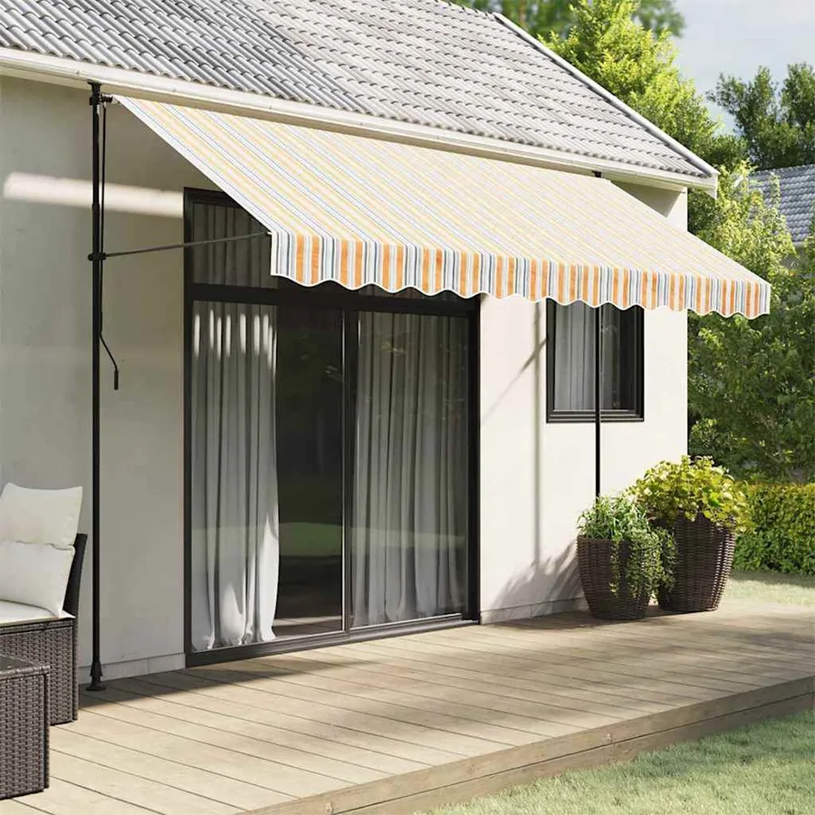Tissu de remplacement pour auvent orange et bleu 3,5x2,5 m polyester