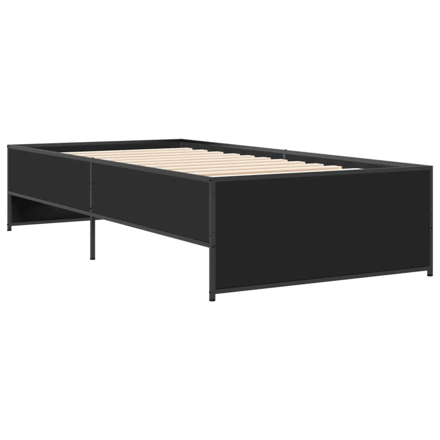 Cadre de lit sans matelas noir 100x200 cm - 2