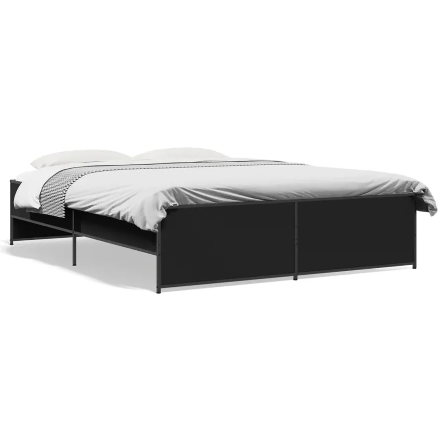 Cadre de lit sans matelas noir 160x200 cm - 2