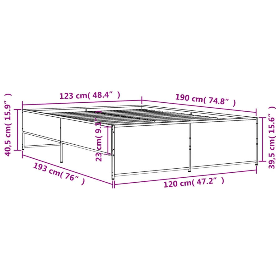 Cadre de lit sans matelas chêne marron 120x190 cm - 9