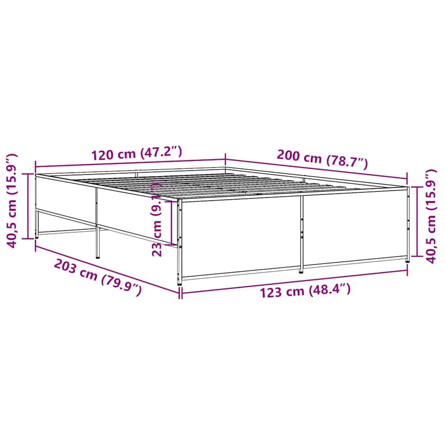 Cadre de lit sans matelas chêne fumé 120x200 cm - 9