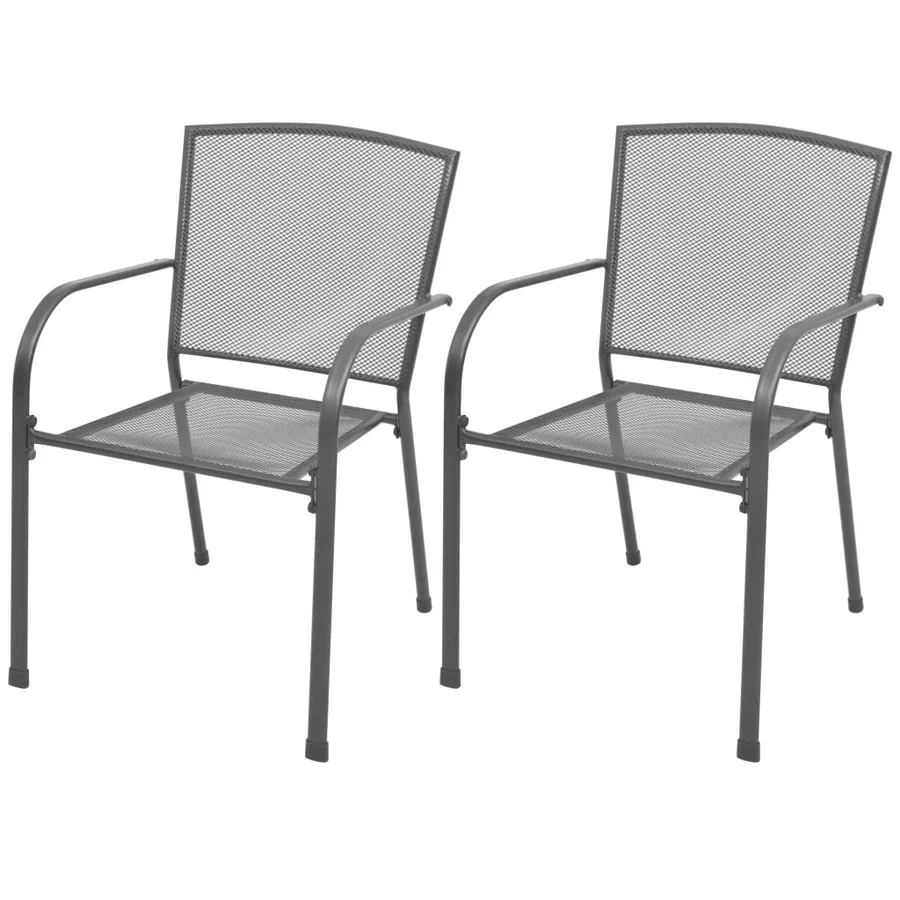 Stackable Garden Chairs Set of 2 Steel Grey