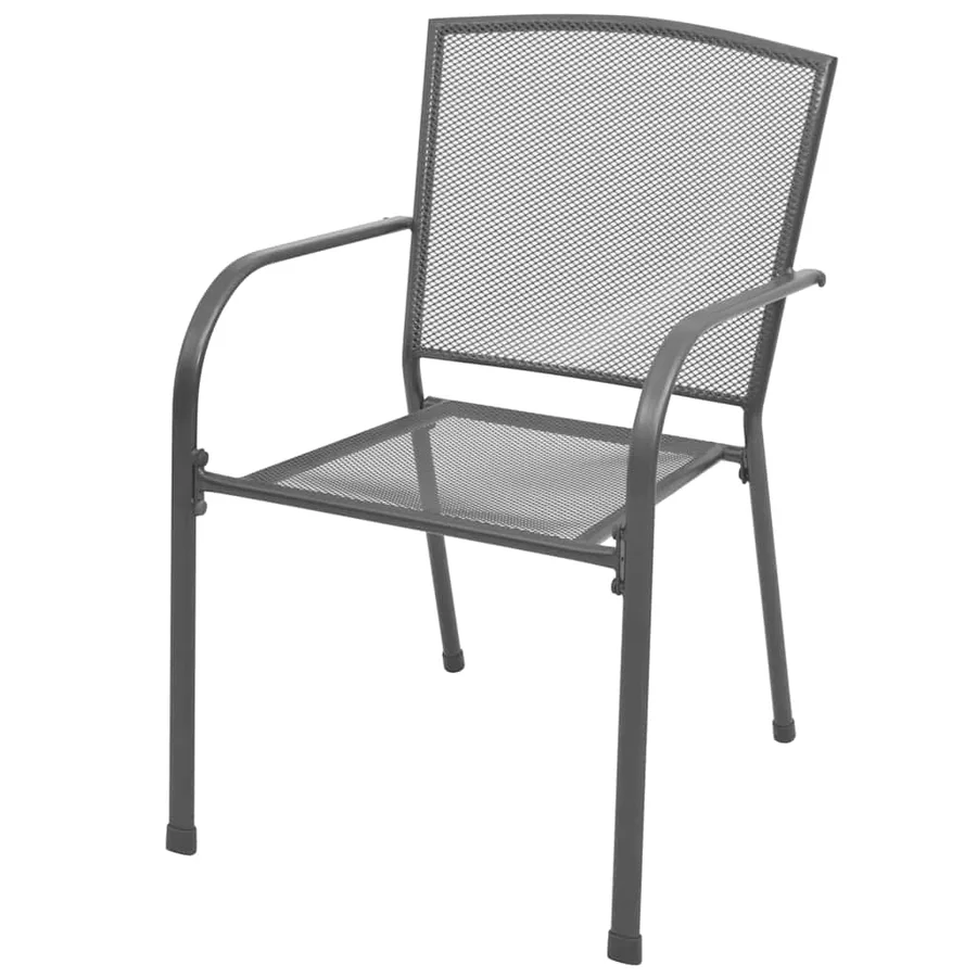Chaises empilables de jardin lot de 2 Acier Gris - 2