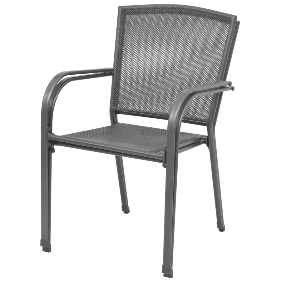 Stackable Garden Chairs Set of 2 Steel Grey - 3