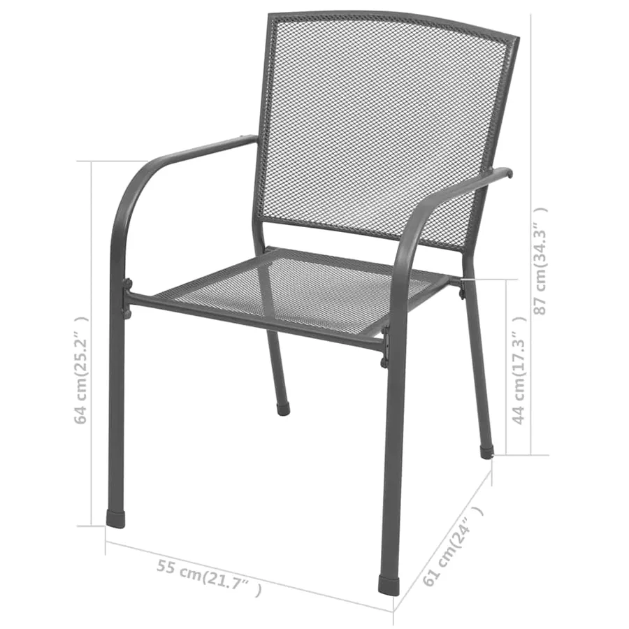 Chaises empilables de jardin lot de 2 Acier Gris - 6