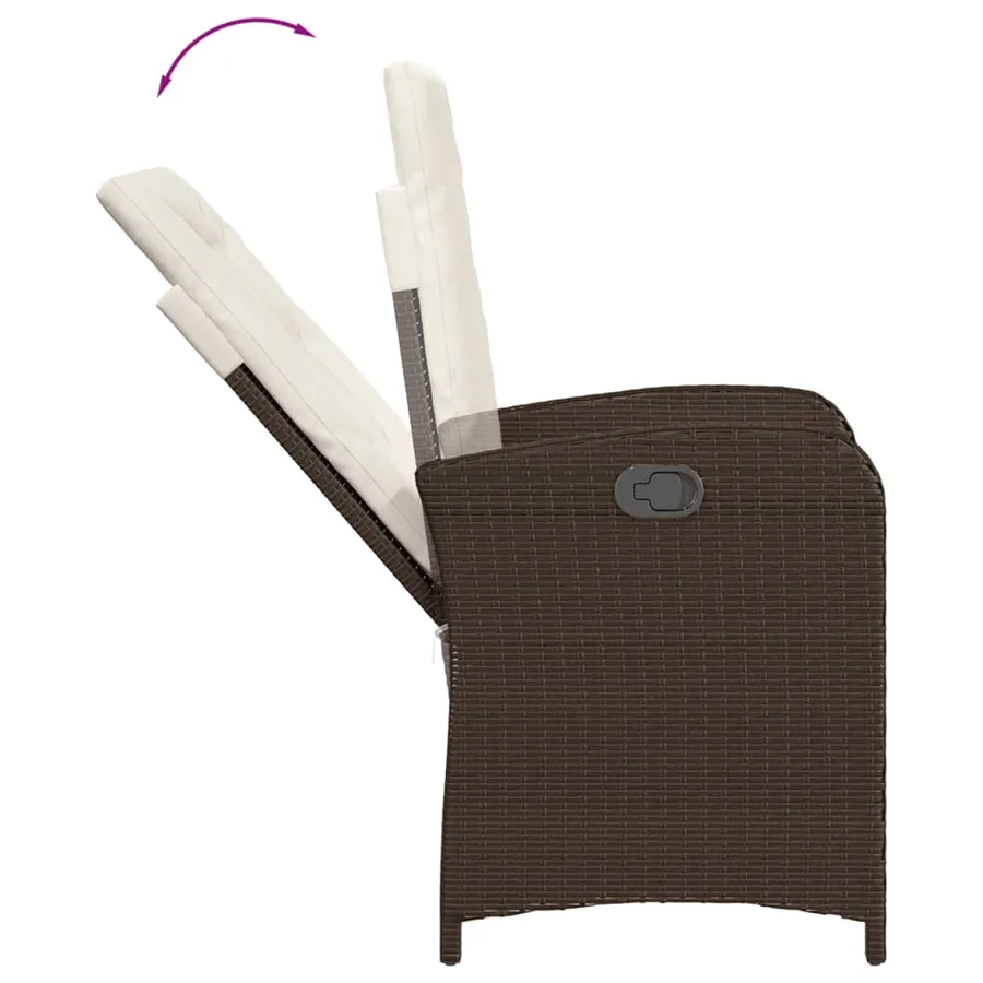 Ensemble à manger de jardin 5 pcs et coussins marron poly rotin - 4