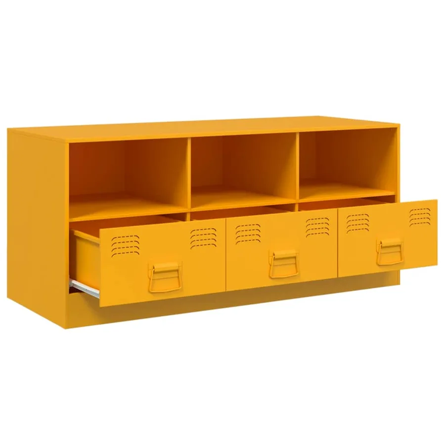 Meuble TV jaune moutarde 99x39x44 cm acier - 7