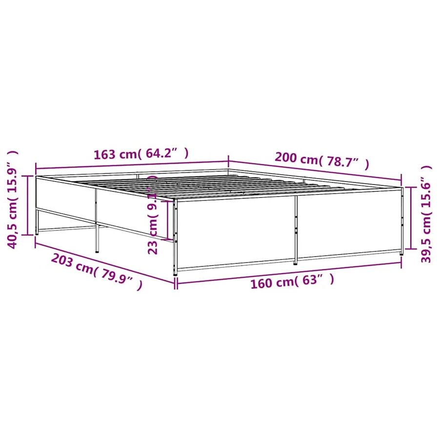Cadre de lit sans matelas sonoma gris 160x200 cm - 9