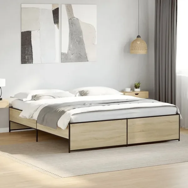 Cadre de lit sans matelas chêne sonoma 200x200 cm