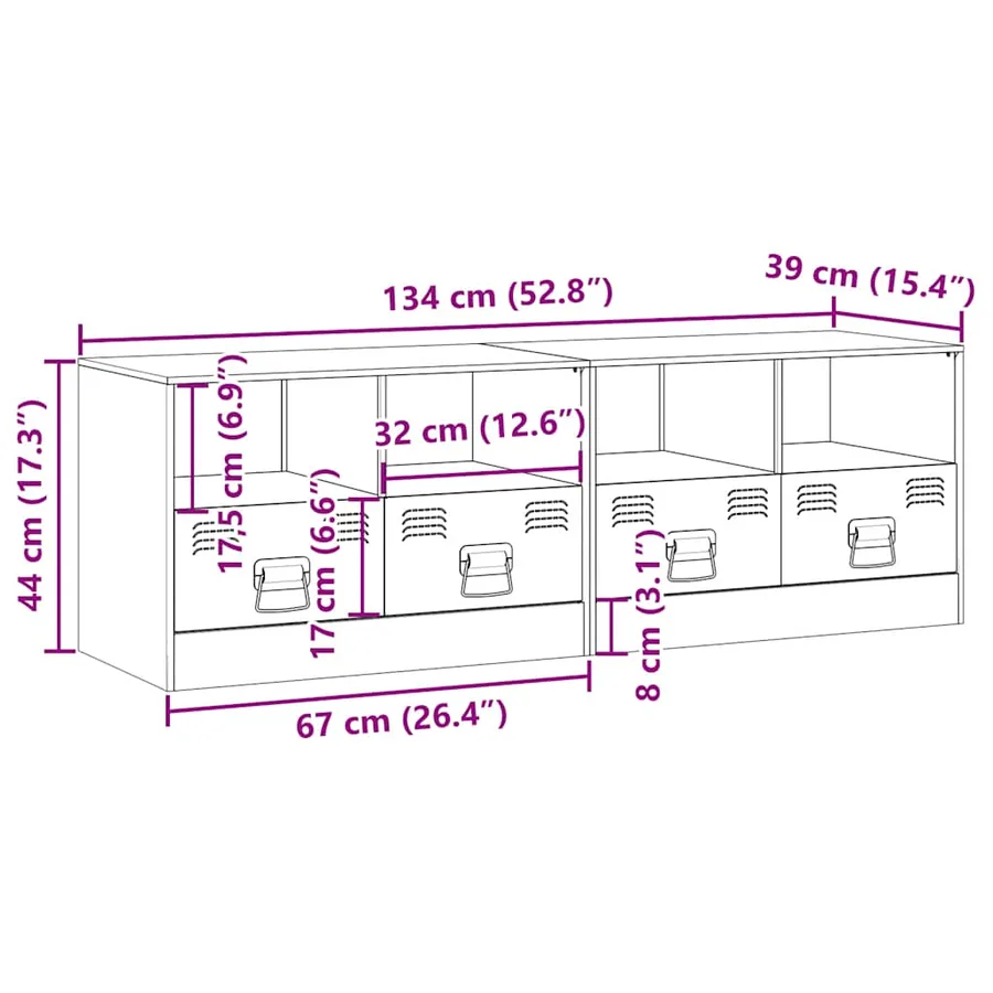 Meubles TV 2 pcs vert olive 67x39x44 cm acier - 12