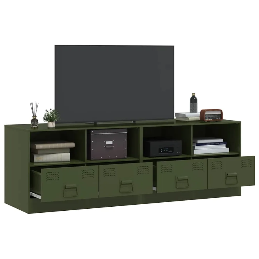 Meubles TV 2 pcs vert olive 67x39x44 cm acier - 4