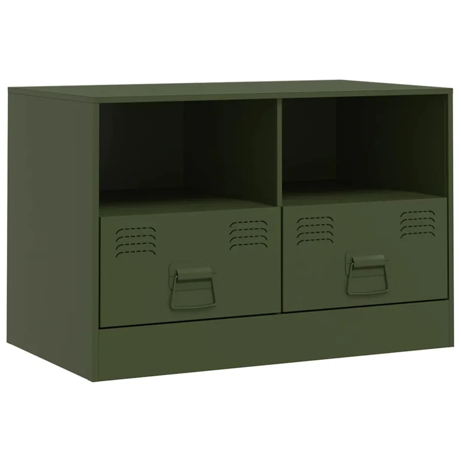 Meubles TV 2 pcs vert olive 67x39x44 cm acier - 7