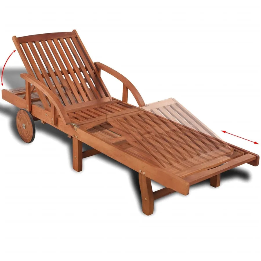 Chaise longue bois d'acacia solide - 3