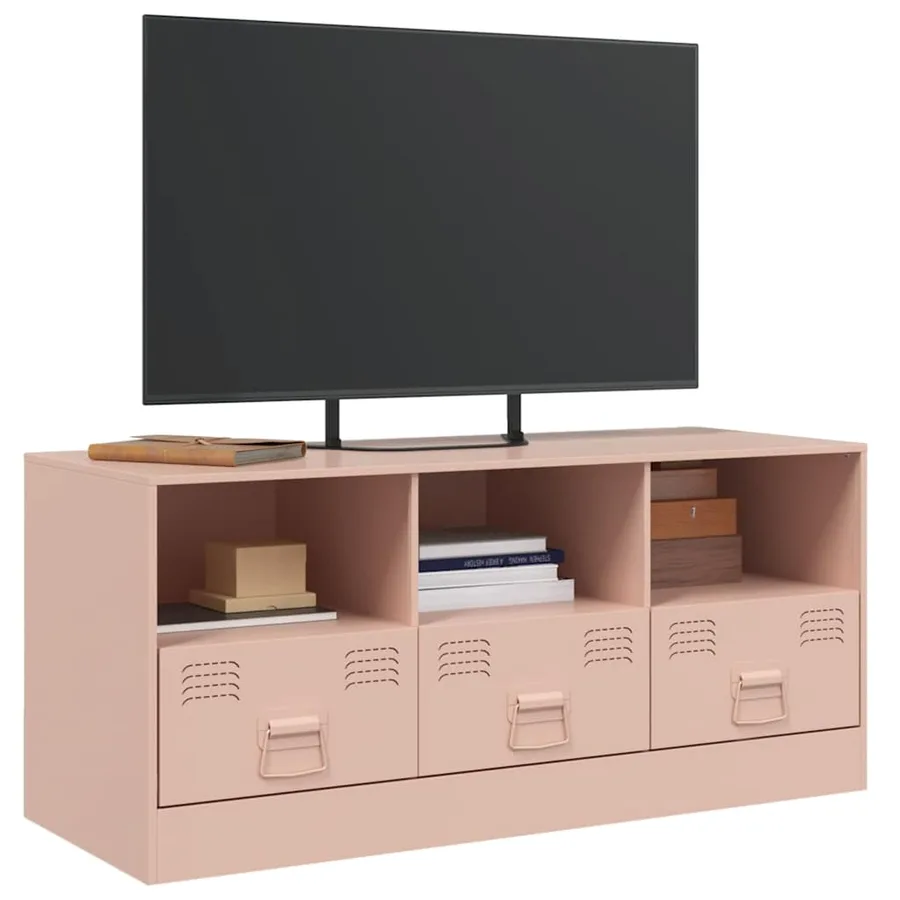 Meuble TV rose 99x39x44 cm acier - 4