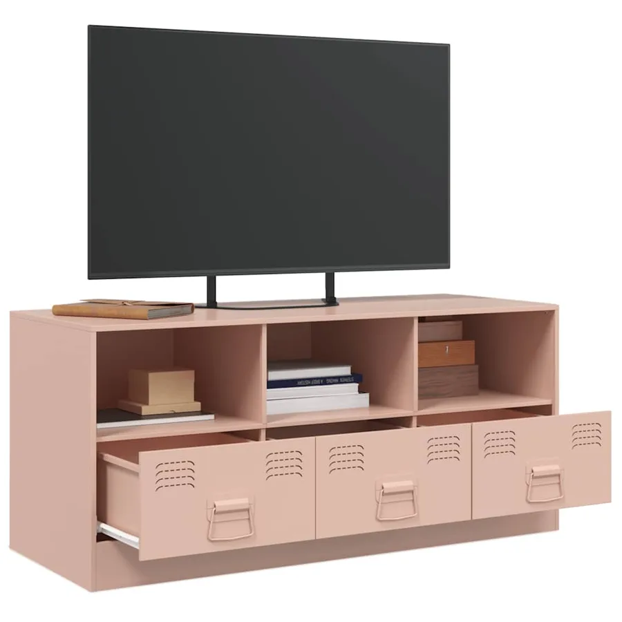 Meuble TV rose 99x39x44 cm acier - 5