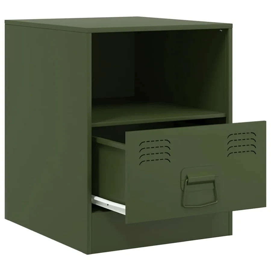 Tables de chevet 2 pcs vert olive 34,5x39x44 cm acier - 7