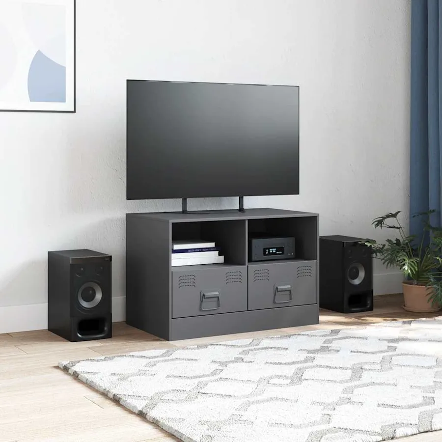 Meuble TV anthracite 67x39x44 cm acier - 3