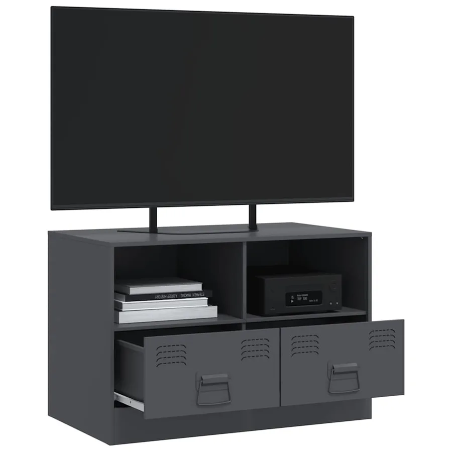 Meuble TV anthracite 67x39x44 cm acier - 5