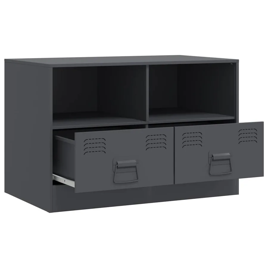 Meuble TV anthracite 67x39x44 cm acier - 7