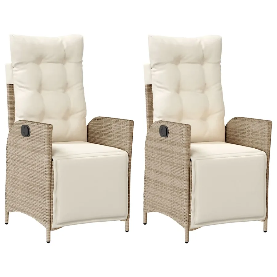 Chaises inclinables de jardin lot de 2 avec repose-pied rotin - 2