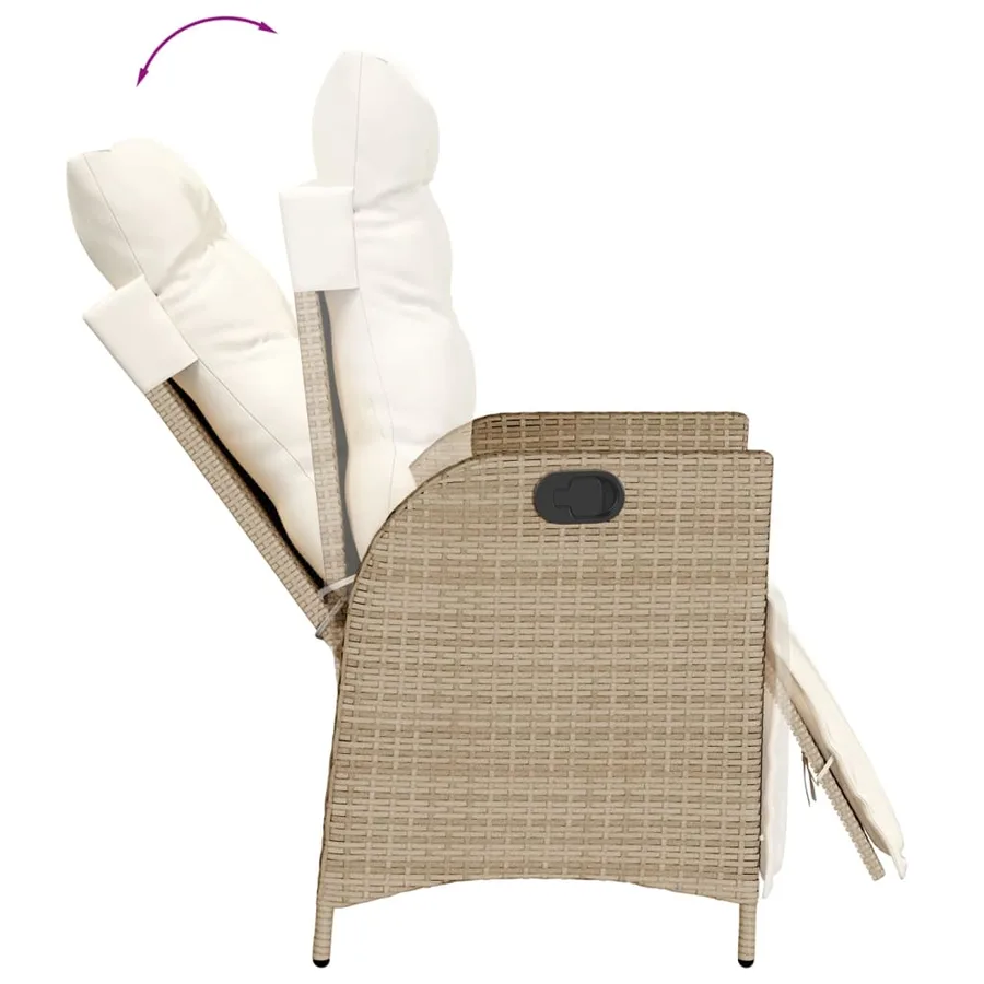 Chaises inclinables de jardin lot de 2 avec repose-pied rotin - 8