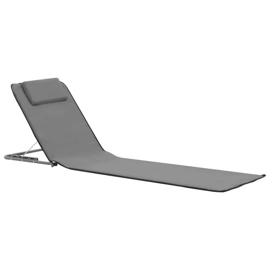 Tapis de plage pliables 2 pcs Acier et tissu Gris - 2