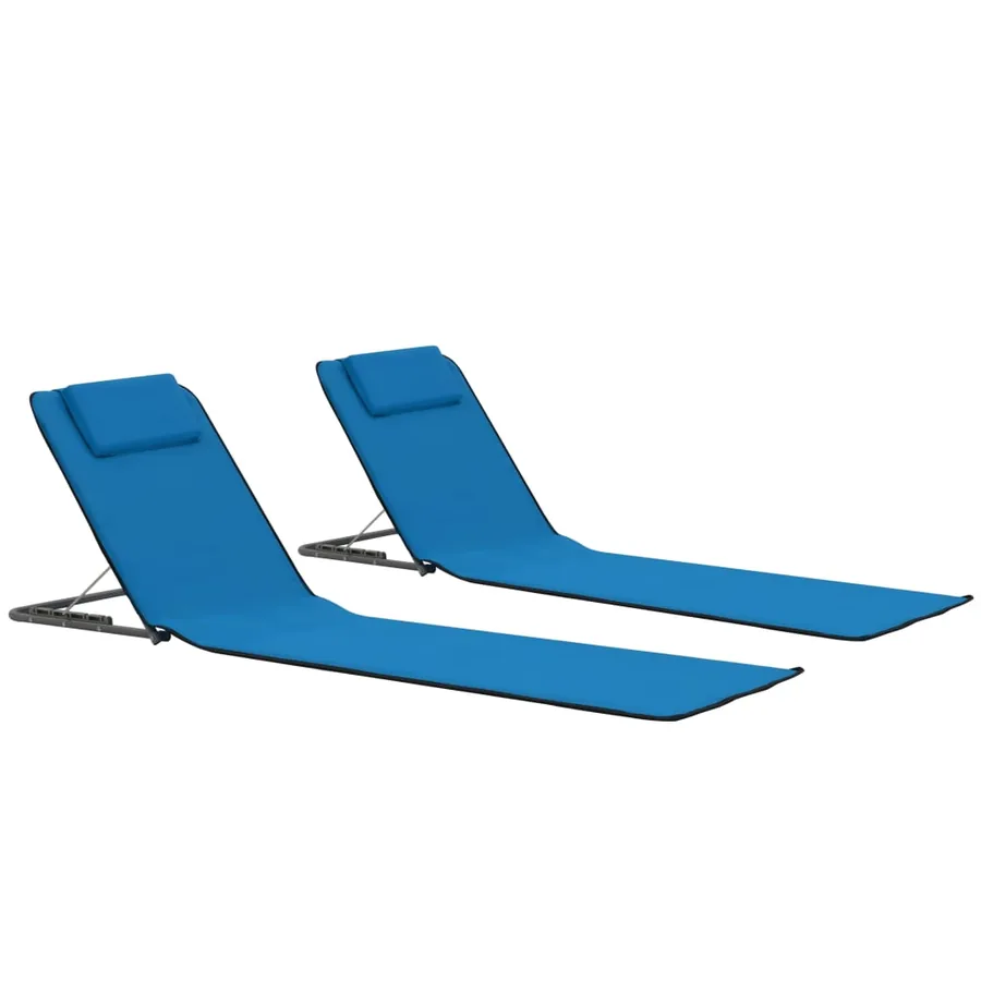 Tapis de plage pliables 2 pcs Acier et tissu Gris - 24