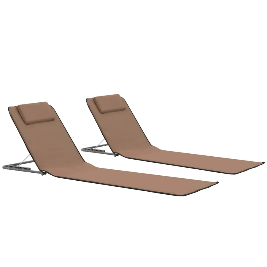 Tapis de plage pliables 2 pcs Acier et tissu Gris - 36
