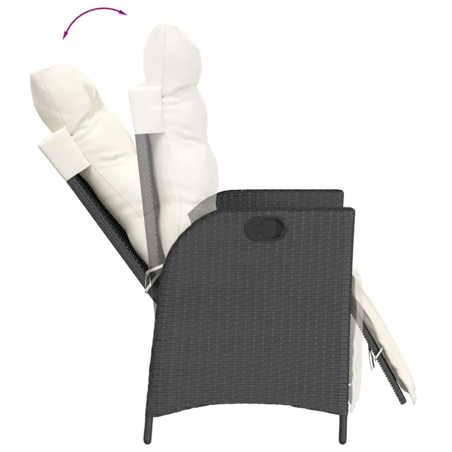 Ensemble à manger de jardin coussins 7pcs Noir Résine tressée - 4