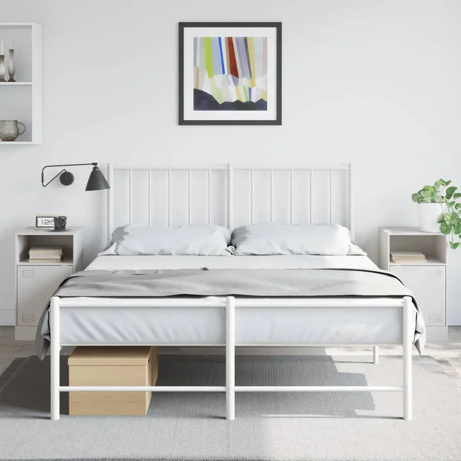 Tables de chevet 2 pcs blanc 34,5x39x62 cm acier