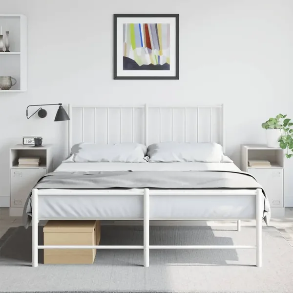 Tables de chevet 2 pcs blanc 34,5x39x62 cm acier