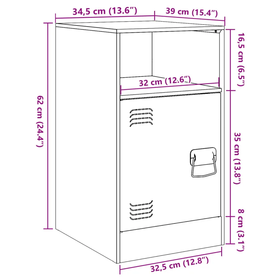 Tables de chevet 2 pcs blanc 34,5x39x62 cm acier - 13