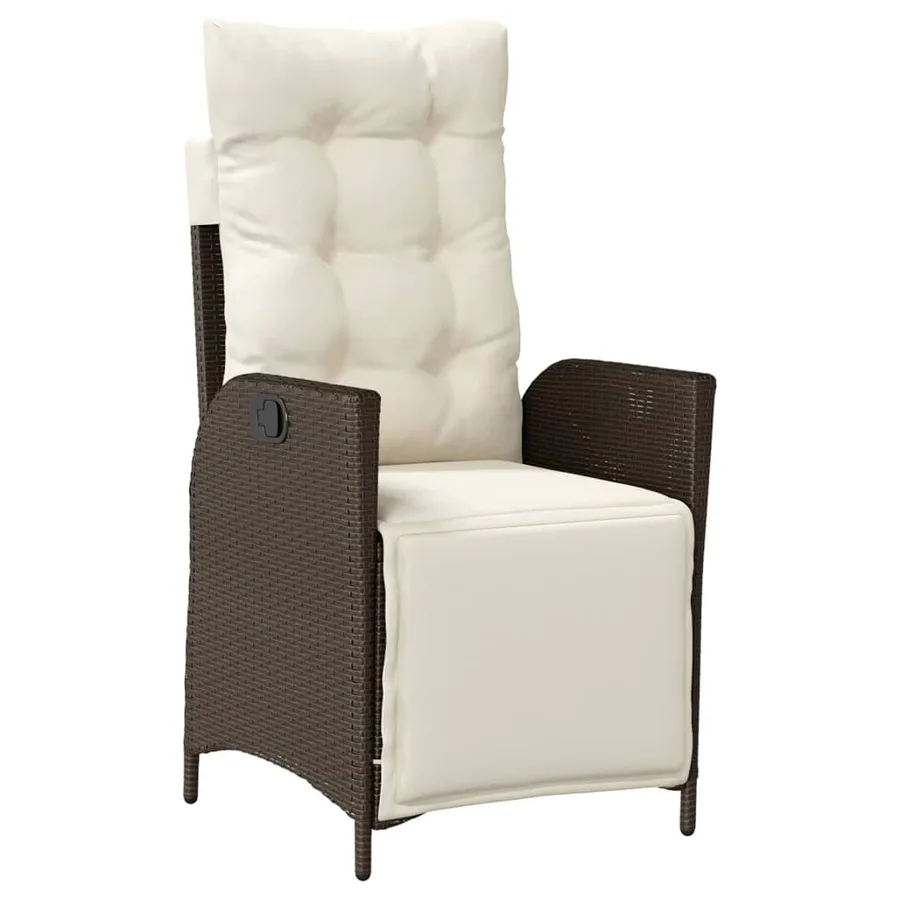 Ensemble à manger de jardin 5 pcs et coussins marron poly rotin - 3