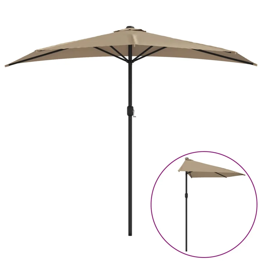 Balcony parasol with aluminium pole Taupe 270x144 cm Half - 2